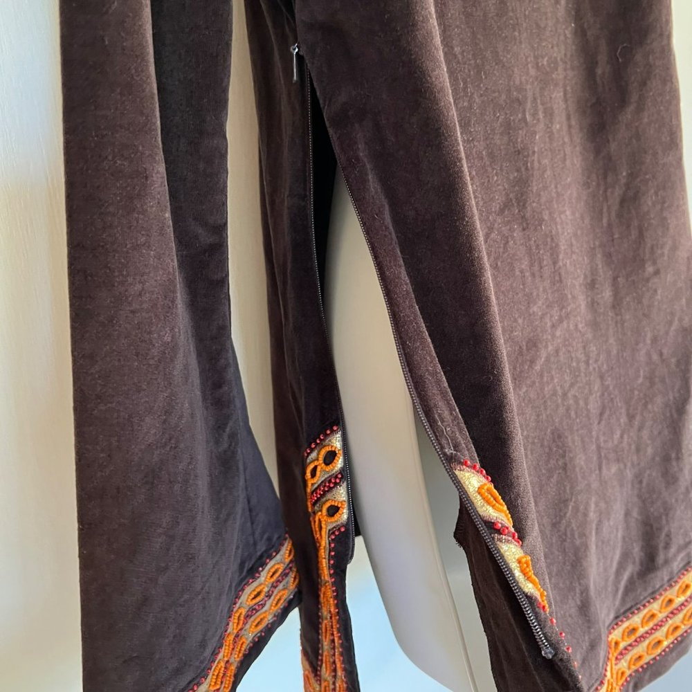 ππ SOLD ππ TORY BURCH BROWN VELVET VINTAGE INSPIRED BEADED TOP - Picture 11 of 13